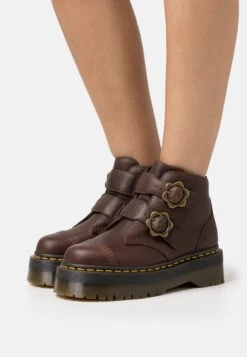 Dr. Martens Devon Flwr - Enkellaarsjes Met Plateauzool - Dark Brown