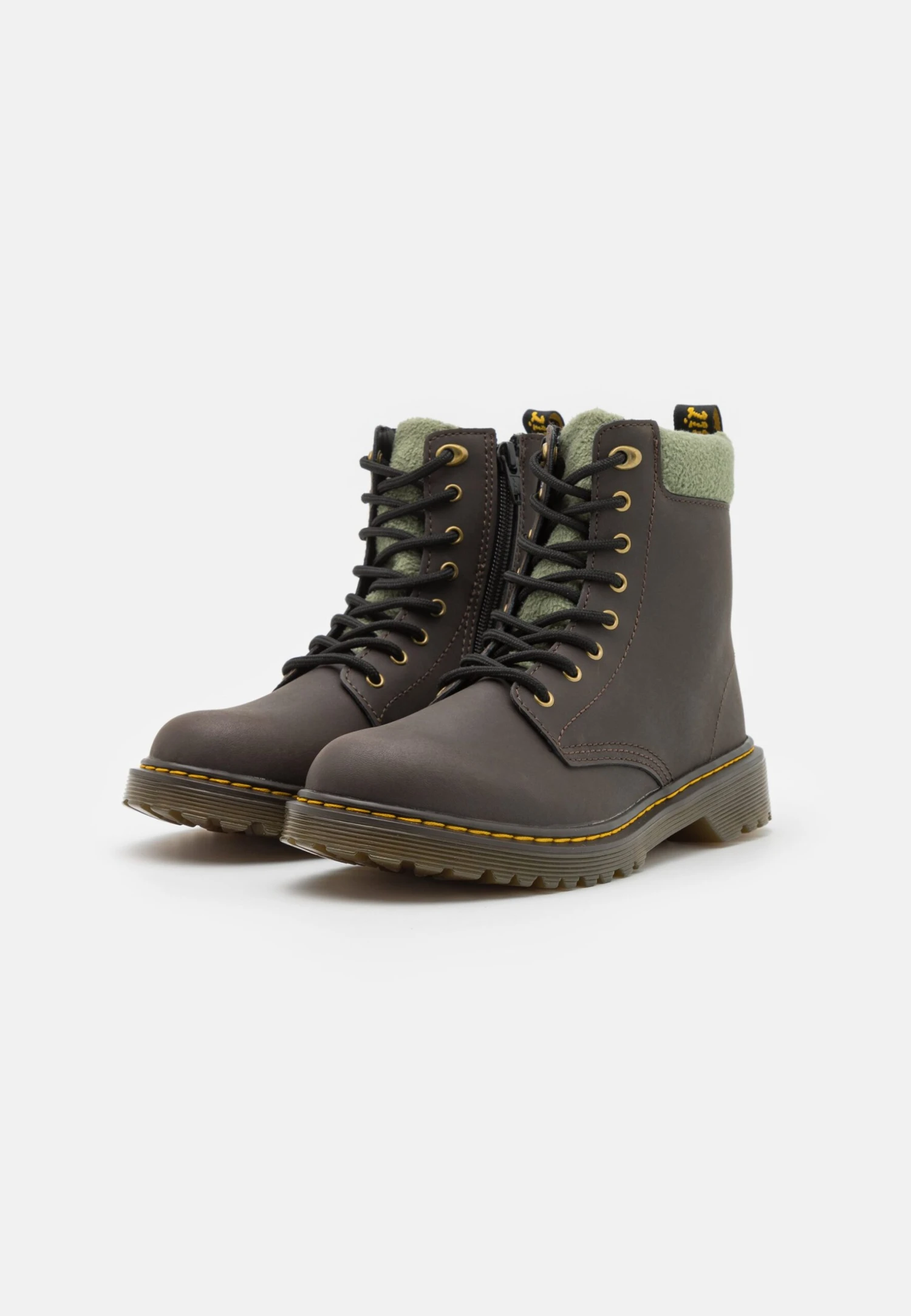 Dr. Martens 1460 Collar Unisex - Veterboots - Dark Brown Wildhorse Lamper/Khaki Green Cosy Comfort 2 Dr. Martens 1460 Collar Unisex - Veterboots - Dark Brown Wildhorse Lamper/Khaki Green Cosy Comfort - Afbeelding 2